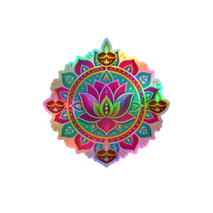 Colorful lotus mandala kiss-cut vinyl decal - home decor decals