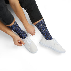 Blue Hanukkah Menorah Pattern Socks