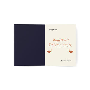 Personalized, Diwali Greeting Card – 'Happy Diwali' Rangoli & Diyas (Single or Bulk Pack)