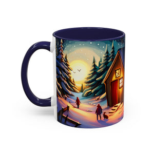 Cottage in Snowy mountains, Accent Coffee Mug, 11oz
