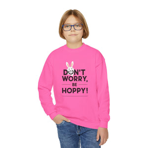 Don't Worry, Be Hoppy, Easter Youth Crewneck Sweatshirt