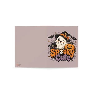 Greeting card – spooky cute halloween ghost cat & pumpkin design - cards