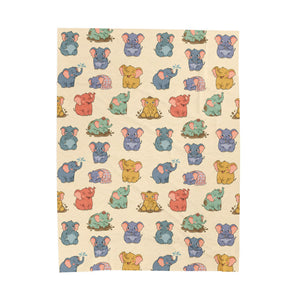 Plush Baby Blanket — Pastel Elephant Pattern Velveteen Throw