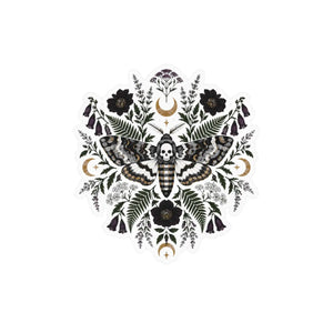 Gothic death’s head moth kiss-cut vinyl decal - home decor decals