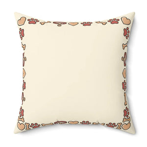 Personalized Dog Photo Pillow — Custom Pet Name "ZEUS" Square Throw Pillow, Cute Heart & Paw Border