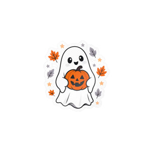 Cute ghost pumpkin halloween kiss-cut vinyl decal - home decor decals