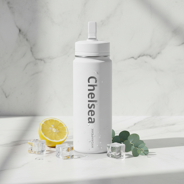 Personalized 20oz Mini Water Bottle — custom name, Minimal Splash Logo Stainless Sport Bottle