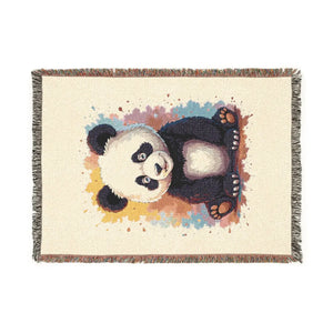 Panda Woven Blanket — Cute Cartoon Panda Throw for Kids & Nursery