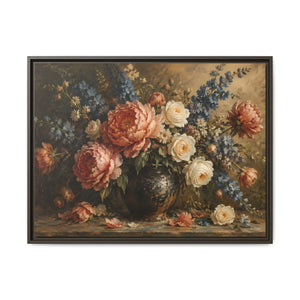 Vintage floral bouquet framed canvas wall art - printable