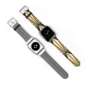 Art deco sunburst watch band, geometric vintage apple strap - bands