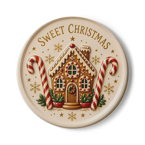 Christmas Gingerbread Coaster - "Sweet Christmas" Ceramic Holiday Drink Coaster