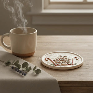 Christmas Gingerbread Coaster - "Sweet Christmas" Ceramic Holiday Drink Coaster