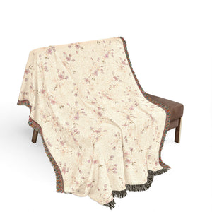 Woven Blanket — Reversible Cozy Throw with Neutral Floral & Speckled Night Sides