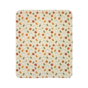 Autumn Ghosts Sherpa Blanket — Cozy Fall Leaves Fleece Throw