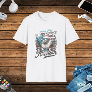 Independence Day Eagle with Glasses Patriotic T-shirt - Dipaliz - White / s - T-shirts