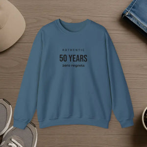 Funny 50th Birthday Crewneck Sweatshirt - Cozy Comfort - Dipaliz - s / Indigo Blue - Sweatshirts