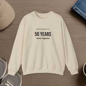 Funny 50th Birthday Crewneck Sweatshirt - Cozy Comfort - Dipaliz - s / Sand - Sweatshirts