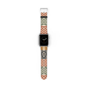 DipaliZ Apple Watch strap with stacked triangle, ladder and cross-stitch motifs