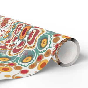 Wrapping Paper Roll — Boho Floral Medallion Gift Wrap (Retro Teal, Mustard & Coral)