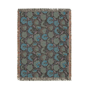 Floral Woven Blanket — Retro Rose Pattern Throw for Cozy Home Decor