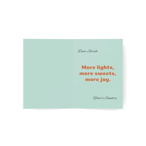 Sample greeting printed on a DipaliZ personalised festival card