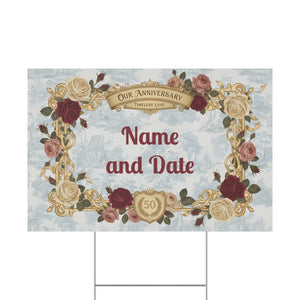 Custom Anniversary Yard Sign – Vintage Florals - Dipaliz - Sidewalk & Signs