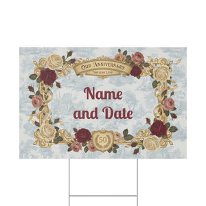 Custom Anniversary Yard Sign – Vintage Florals - Dipaliz - Sidewalk & Signs