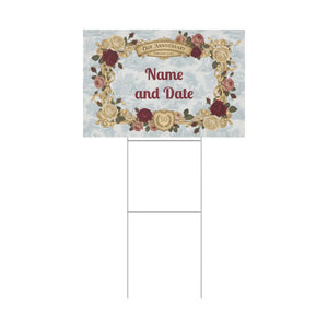 Custom Anniversary Yard Sign – Vintage Florals - Dipaliz - Sidewalk & Signs