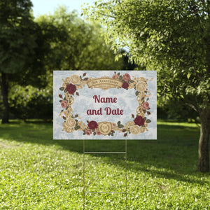 Custom Anniversary Yard Sign – Vintage Florals - Dipaliz - Sidewalk & Signs