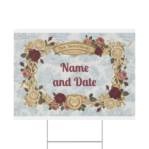 Custom Anniversary Yard Sign – Vintage Florals - Dipaliz - Sidewalk & Signs