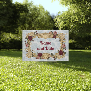 Custom Anniversary Yard Sign – Vintage Florals - Dipaliz - Sidewalk & Signs