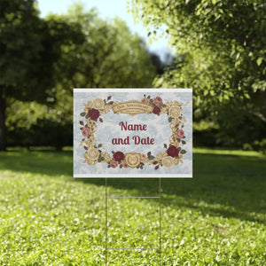 Custom Anniversary Yard Sign – Vintage Florals - Dipaliz - Sidewalk & Signs