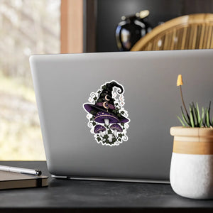 Mystical witch hat mushroom kiss-cut vinyl decal - home decor decals