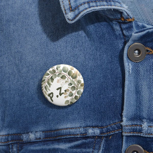 Pin Button — Personalized Greenery Initials Floral Badge