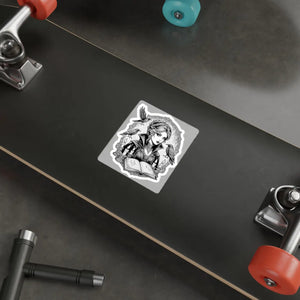 6 inch size of the DipaliZ witch with ravens vinyl sticker