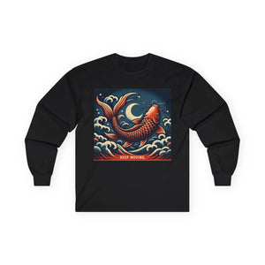 Japanese koi dragon ocean waves “keep moving” long sleeve tee - t-shirts