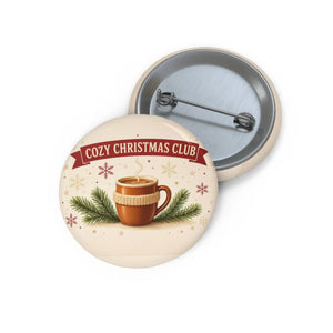 Cozy Christmas Club Pin Button – Holiday Hot Cocoa Enamel Badge