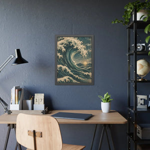 Framed ocean wave poster wall art - posters