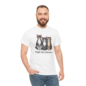 Three Cats, Triple the cuteness, Unisex Heavy Cotton Tee