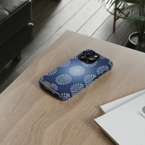 Blue Floral Mandala Phone Card Case - Slim Protective Wallet