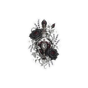 Gothic sacred heart rose kiss-cut vinyl decal - home decor decals