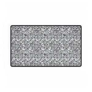 Monochrome Retro Gears Desk Mat — Large Gaming/Office Mouse Pad