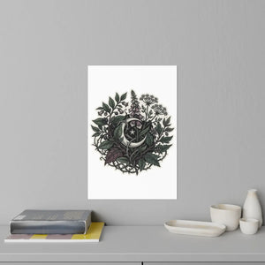 Scattered stars within the herb wreath of this DipaliZ moon wall decal