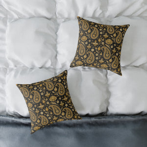 Vintage Black and Gold Paisley Pillow