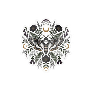 Gothic death’s head moth kiss-cut vinyl decal - home decor decals