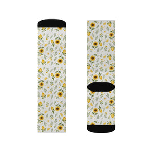 Sunflower Sublimation Socks — Floral Crew Socks with Yellow Sunflower Print