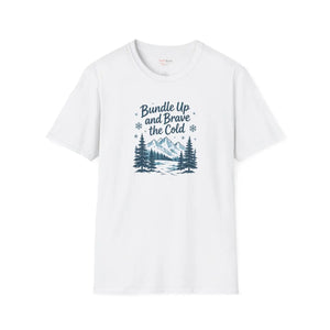 Bundle Up and Brave the Cold T-Shirt — Winter Mountain Pine Graphic Tee