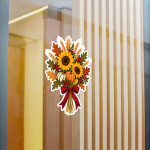 Autumn sunflower bouquet kiss-cut vinyl decal - home decor decals
