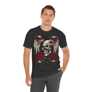 Skulls, Roses and wings for Halloween , Unisex Jersey Short Sleeve Tee