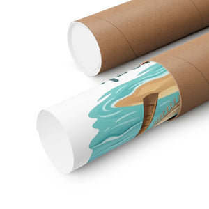Matte Poster — "Less Work More Living" Tropical Palm Beach Wall Art